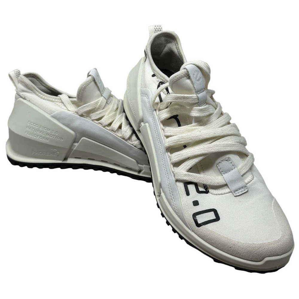 ECCO Biom 2.0 White Leather Textile Sneakers Womens 8-8.5 80065352587 Low Top - Picture 3 of 9